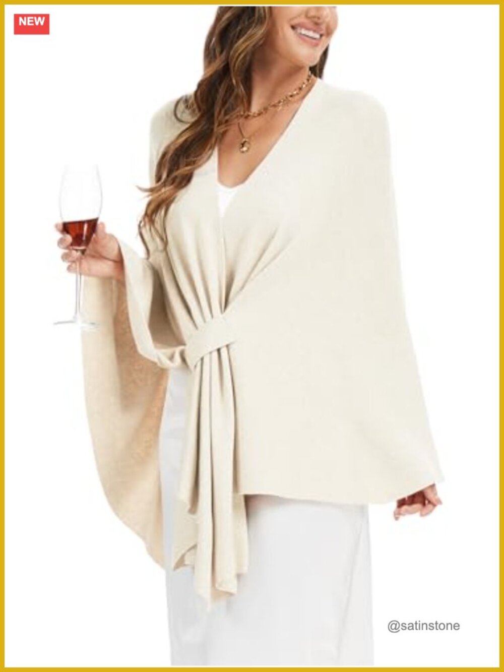 Elegant Shawl Wrap Poncho Sweater Soft Open Front Cape